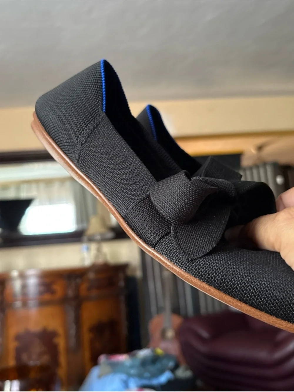 Rothy's Black Bow Pointed Mary Jane Flats - Women's size 7